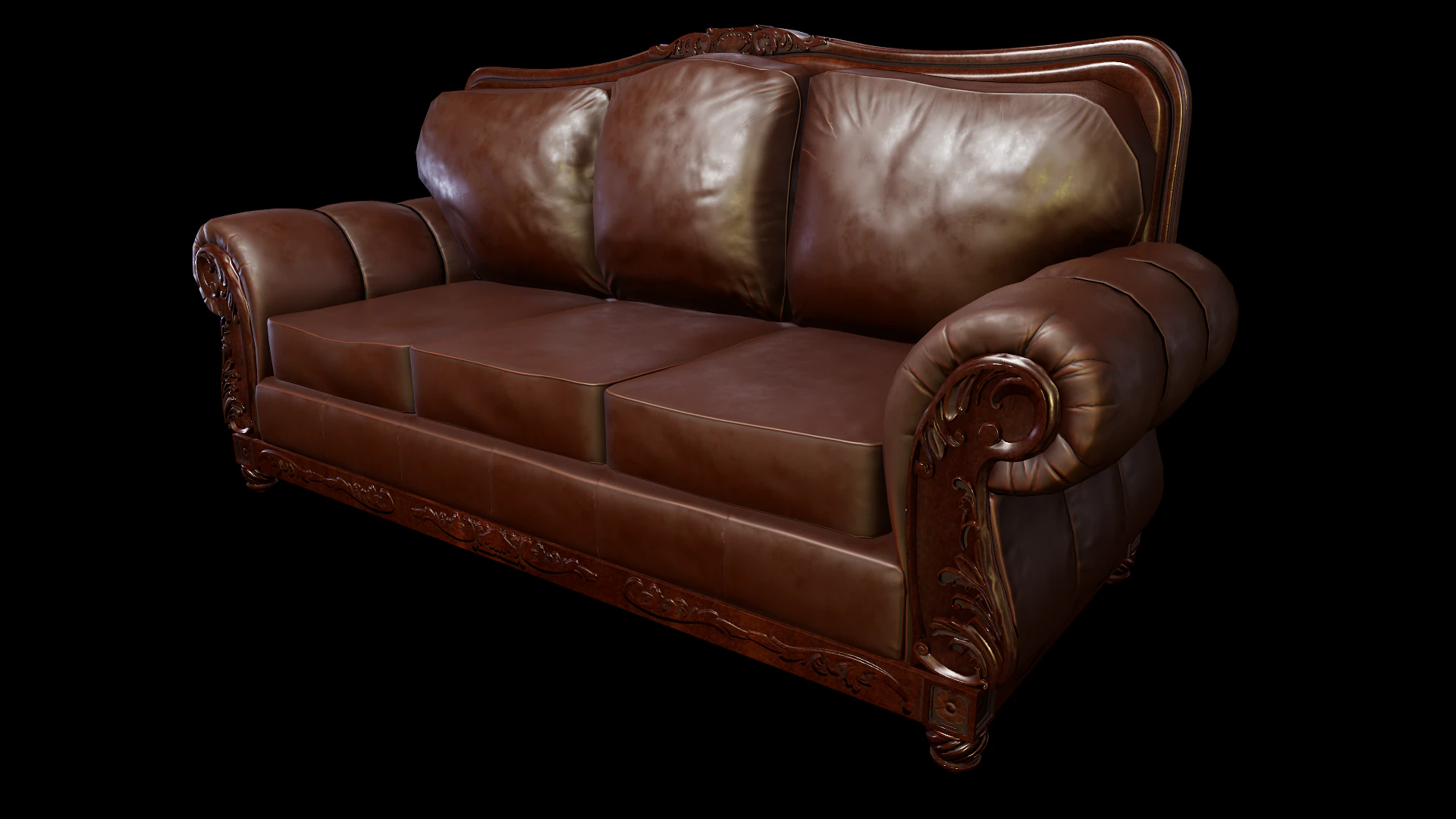 Leather sofa 3D Print Model .c4d .max .obj .3ds .fbx .stl .blend