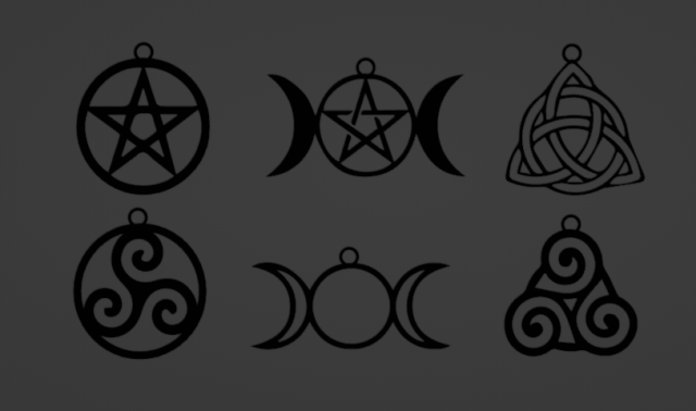 6 WITCH SYMBOL PENDANTS 3D-printmodel .c4d .max .obj .3ds .fbx .stl .blend 