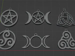 6 WITCH SYMBOL PENDANTS 3D-printmodel