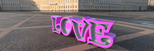 LOVE NEON LAMP 3D Print Model .c4d .max .obj .3ds .fbx .stl .blend 