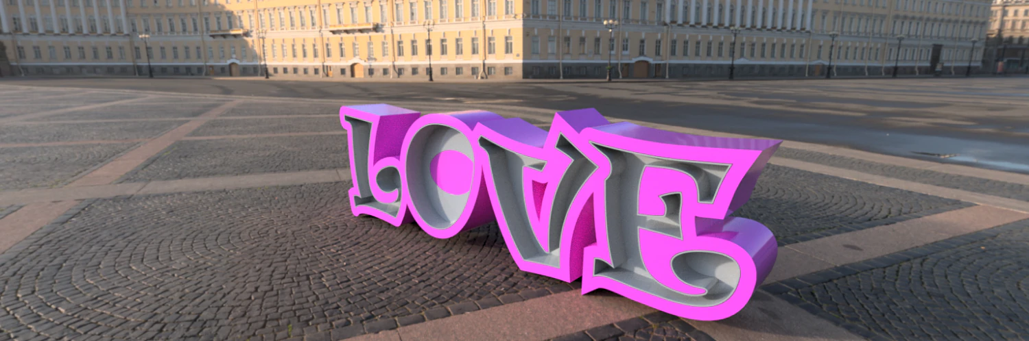 LOVE NEON LAMP 3D Print Model .c4d .max .obj .3ds .fbx .stl .blend 