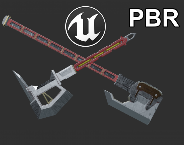 Battle axes 3D 모델 .c4d .max .obj .3ds .fbx .stl .blend 