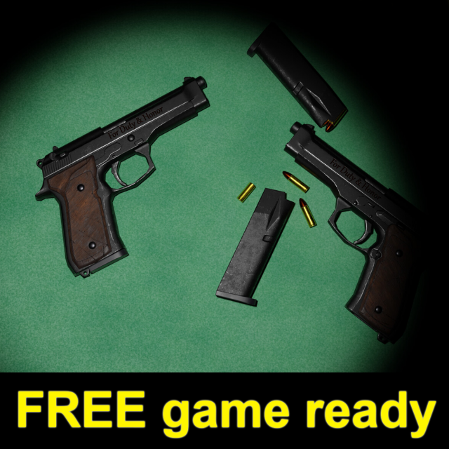 Beretta M9 Free game model Modèle 3D .c4d .max .obj .3ds .fbx .stl .blend 