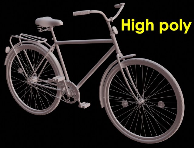 Bicycle high poly 3D Model .c4d .max .obj .3ds .fbx .stl .blend 