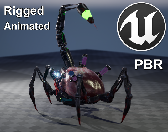 HeartScorp Bot Low-poly Model 3D .c4d .max .obj .3ds .fbx .stl .blend