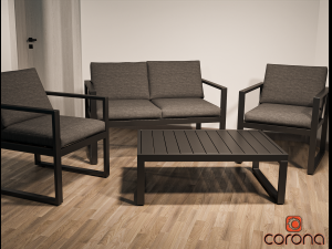 Nealie Modern Outdoor Loveseat Table Club Chairs 3D-Modell