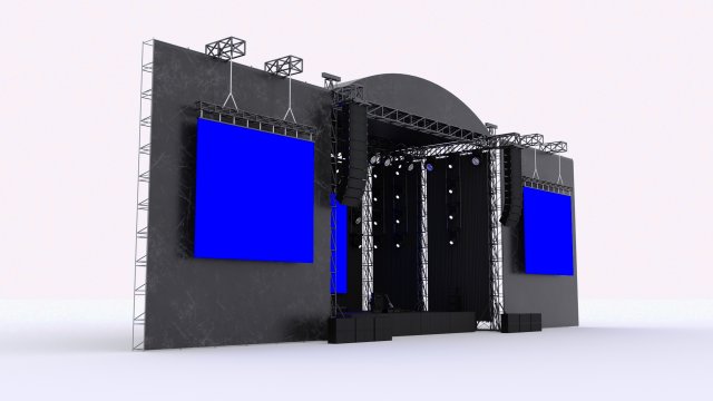 3D Concert Stage Event Full Setup 3D 모델 .c4d .max .obj .3ds .fbx .stl .blend