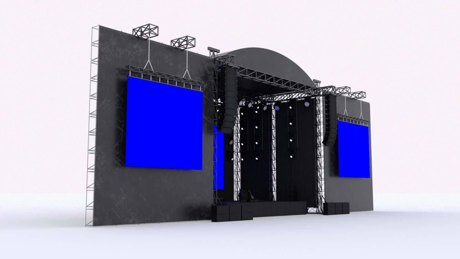 3D Concert Stage Event Full Setup 3D Model .c4d .max .obj .3ds .fbx .stl .blend 