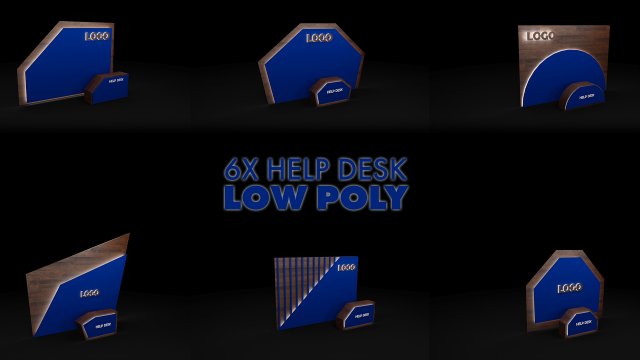 3D Help Desk Low Poly Model 3D .c4d .max .obj .3ds .fbx .stl .blend 