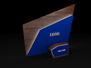 3D Help Desk Low Poly Model 3D