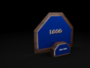 3D Help Desk Low Poly Model 3D
