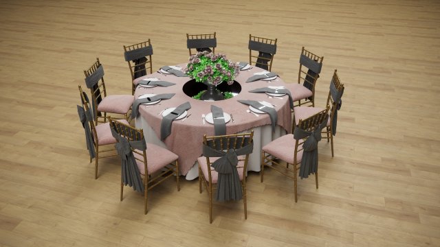 3D Wedding Dinner Table 3Dモデル .c4d .max .obj .3ds .fbx .stl .blend