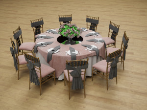 3D Wedding Dinner Table 3D Model