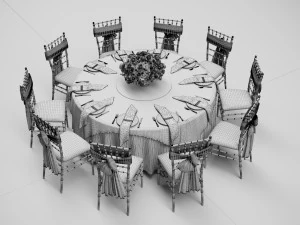 3D Wedding Dinner Table 3D Model