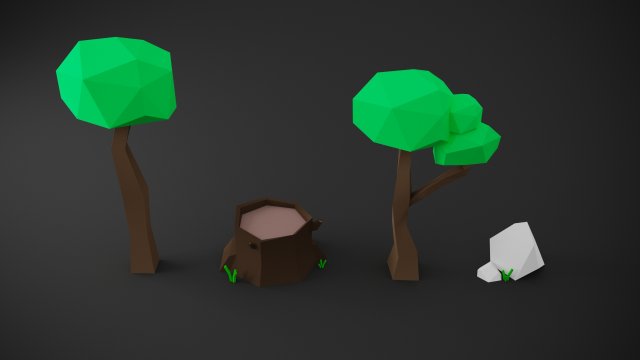 Nature Pack Cartoon 3D Model .c4d .max .obj .3ds .fbx .stl .blend 