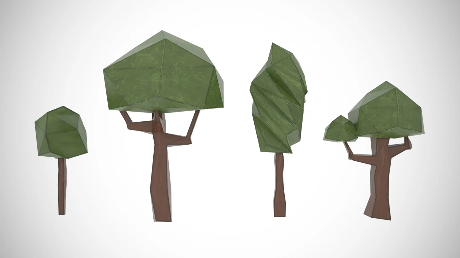 3D Tree Set Cartoon 3D Model .c4d .max .obj .3ds .fbx .stl .blend 