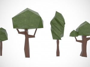 3D Tree Set Cartoon Modelo 3D