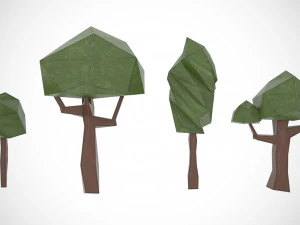 3D Tree Set Cartoon 3D Model