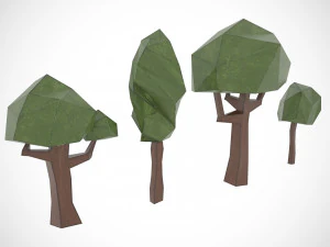 3D Tree Set Cartoon 3D Model