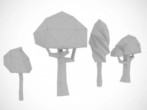 3D Tree Set Cartoon 3D Model