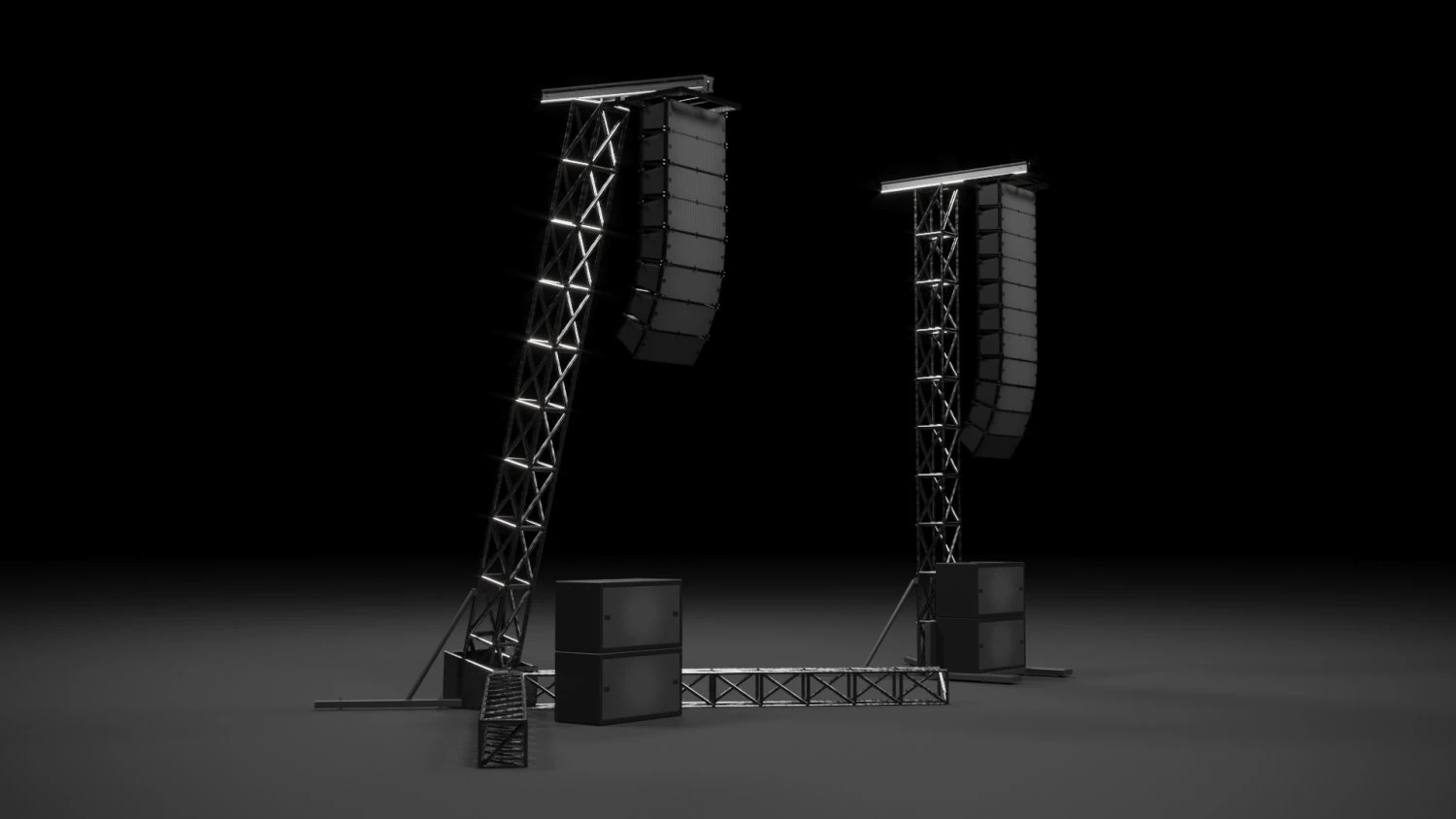 Concert Speaker Tower 3D Model .c4d .max .obj .3ds .fbx .stl .blend