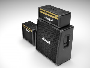 Marshall Guitar Amp and Header 3D Model