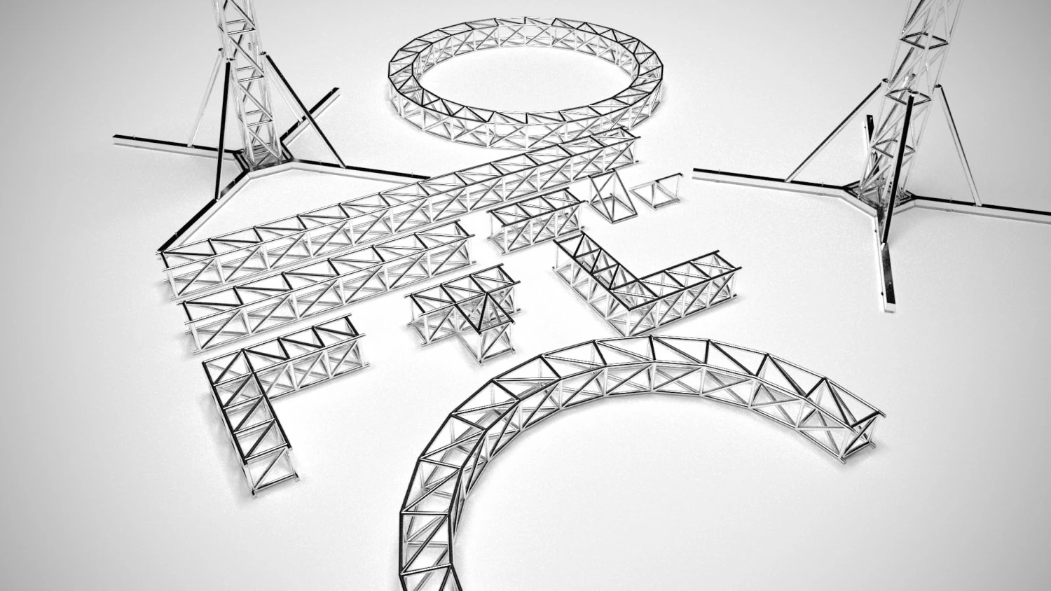 ステージ構造要素コンサートトラスシステム 3Dモデル .c4d .max .obj .3ds .fbx .stl .blend 