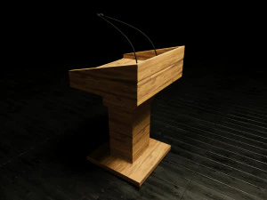 Wood Lectern and Prompter 3D Model