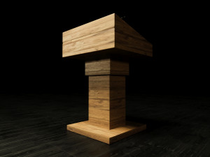 Wood Lectern and Prompter Model 3D