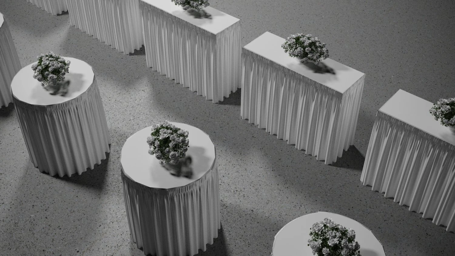 Wedding Table with Flowers 3D Model .c4d .max .obj .3ds .fbx .stl .blend