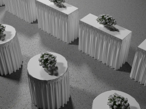 Wedding Table with Flowers 3D Model
