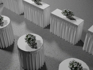 Hochzeitstisch mit Blumen 3D Modell