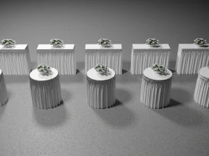 Wedding Table with Flowers 3D Model