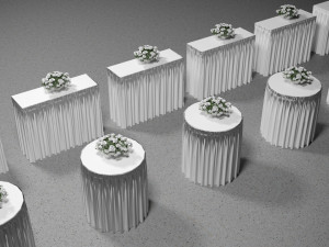 Wedding Table with Flowers Model 3D