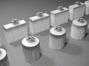 Wedding Table with Flowers 3D Model