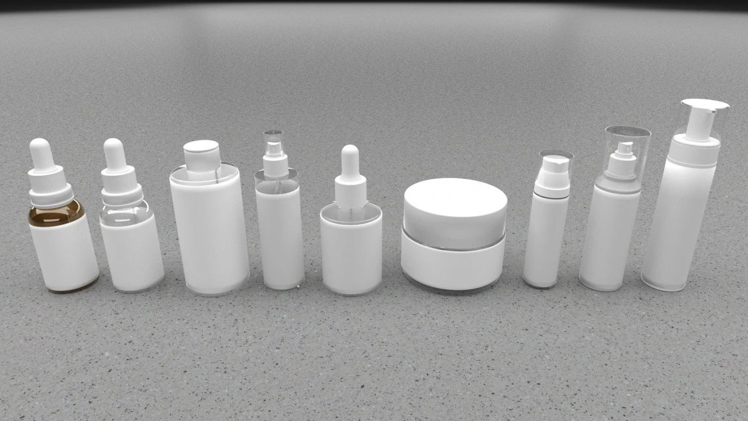 Cosmetic Bottle And Tube Set 3D Model .c4d .max .obj .3ds .fbx .stl .blend 
