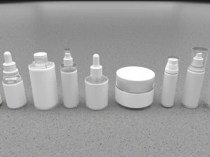 Cosmetic Bottle And Tube Set 3D Model