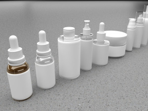 Cosmetic Bottle And Tube Set 3D Model