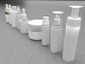 Cosmetic Bottle And Tube Set 3D Model