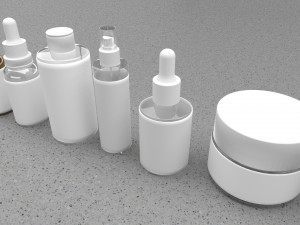 Cosmetic Bottle And Tube Set 3D Model