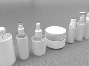 Cosmetic Bottle And Tube Set 3D Model