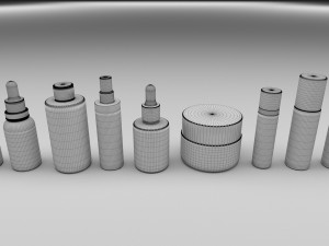 Cosmetic Bottle And Tube Set 3D Model