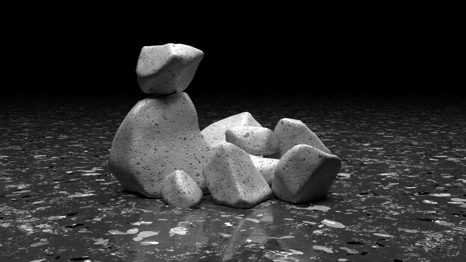 3D Scattered Rocks 3D Model .c4d .max .obj .3ds .fbx .stl .blend 