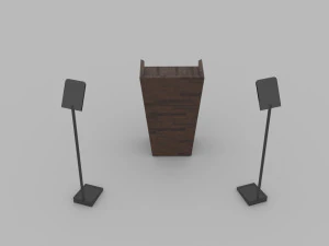 Podium dan Pembisik Kayu Model 3D