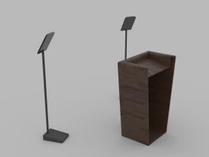 Wood Lectern and Prompter 3D Model