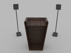 Wood Lectern and Prompter 3D Model