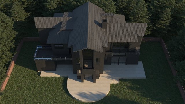 Black Villa House Model 3D .c4d .max .obj .3ds .fbx .stl .blend