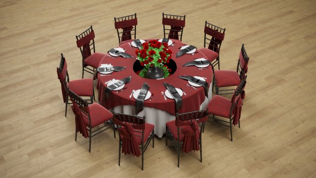 Wedding Dinner Table Model 3D .c4d .max .obj .3ds .fbx .stl .blend 