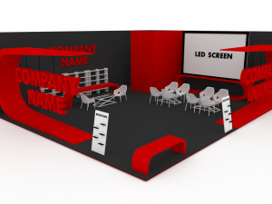 Red and Black Booth Exhibition Stand Stall 3D 모델