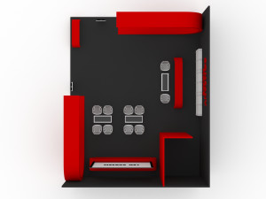 Red and Black Booth Exhibition Stand Stall 3D 모델